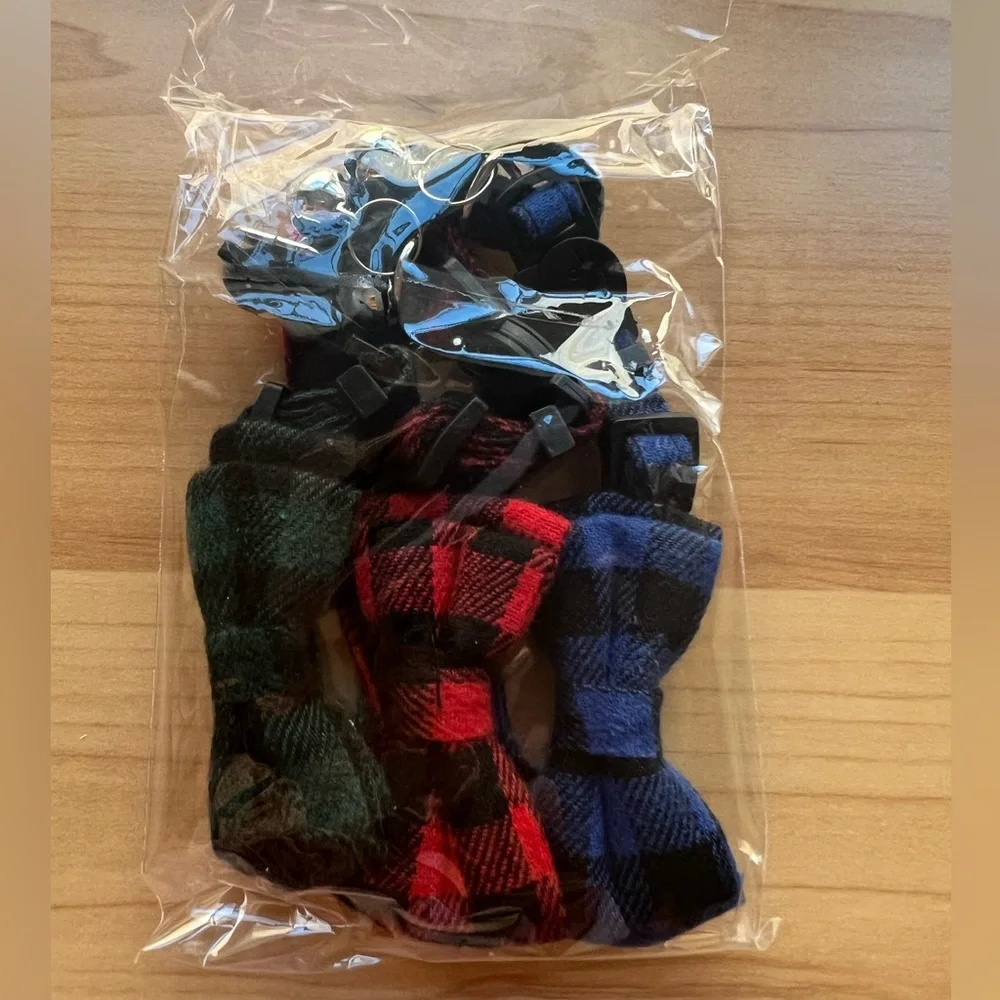Cat & Dog - 3Collar Bow Ties /And Safety Buckle /Plaid, Necklace Collar